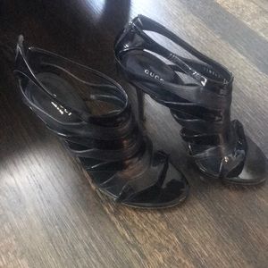 Gucci black patten and leather 4.5 inches